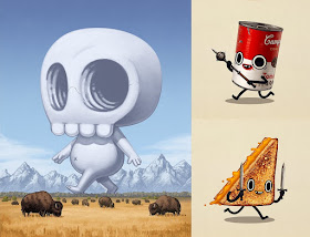 Mike Mitchell’s MondoCon 2016 Exclusive Prints - Skully “October, 1829” & Food Dudes “Two-handed Mace” and “Short Sword”