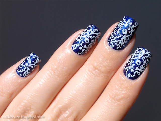 Blue And White Flowers Nail Art - Nailz Craze