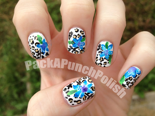 leopard acrylic nail design