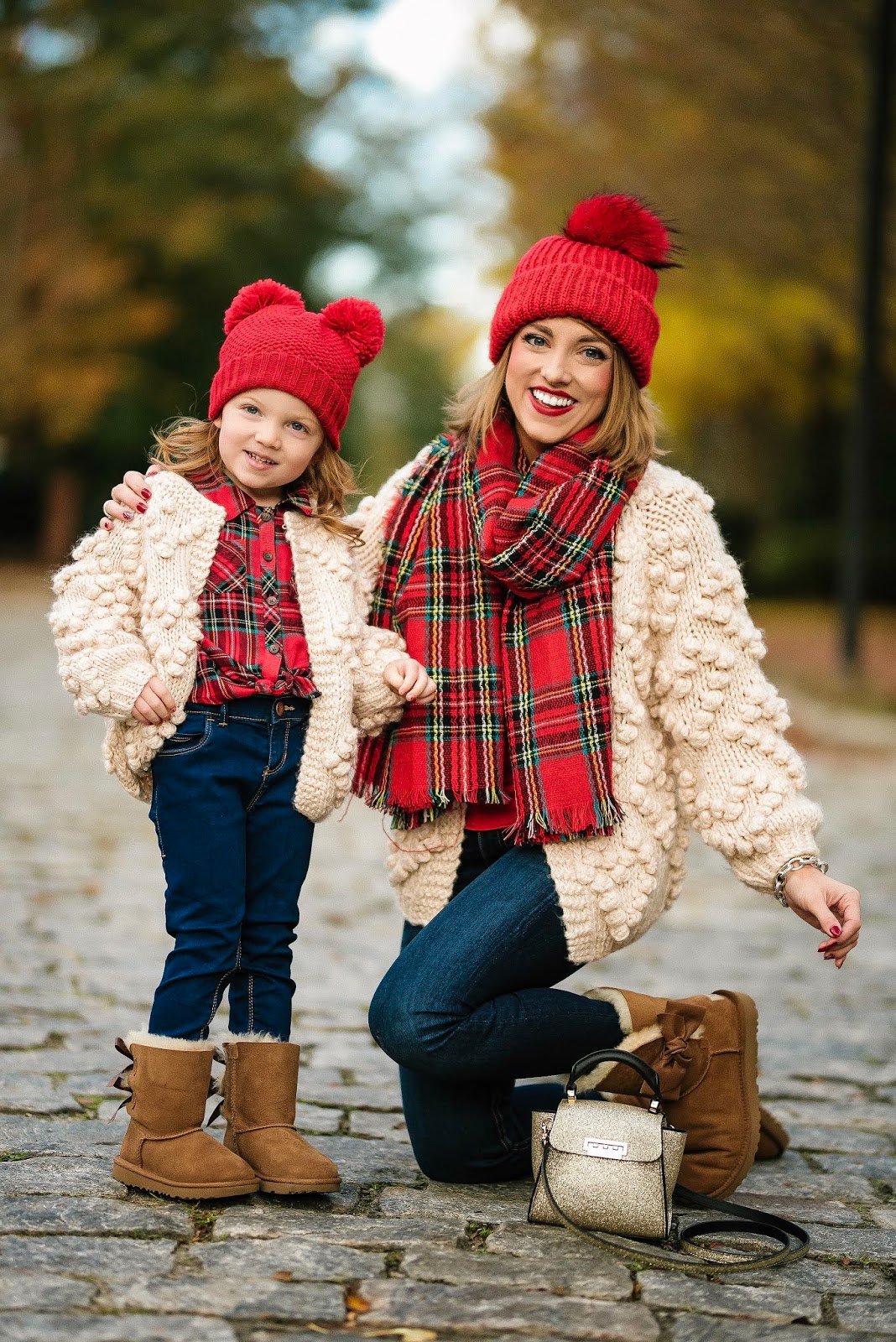 Mommy & Me in Heart Cardigans & Plaid - Something Delightful Blog