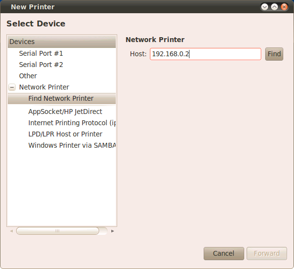 linux find network printer