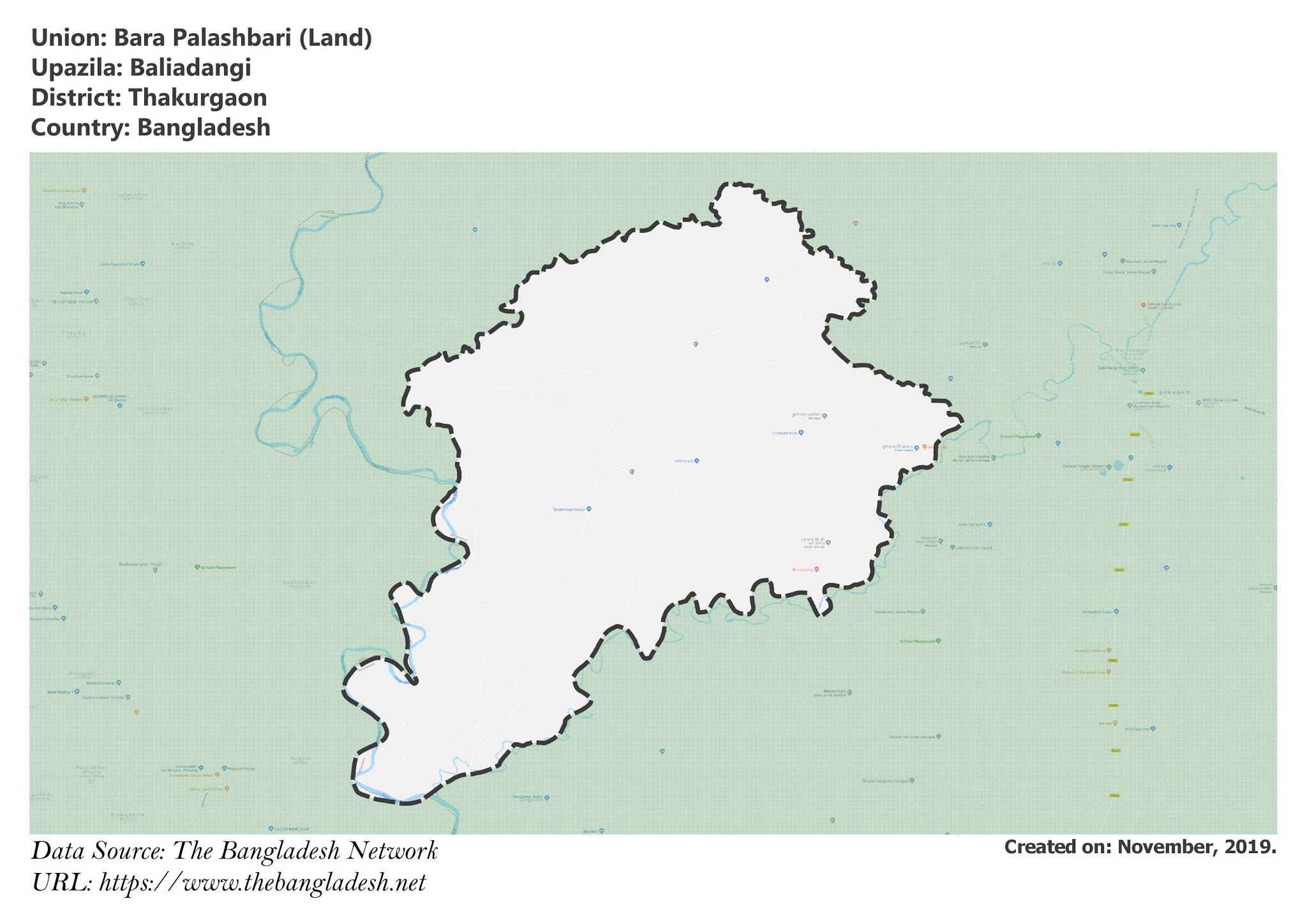 Map of Bara Palashbari of Thakurgaon, Bangladesh.