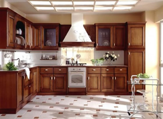 modern house: solid wood kitchen cabinet