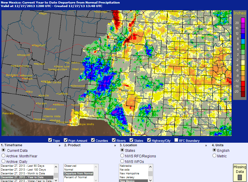 2013 Rainfall Totals For New Mexico One Extreme To The Other.