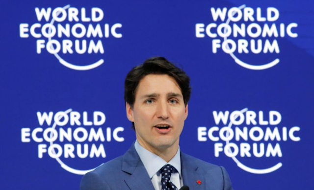 Trudeau takes shot at Trump protectionism at Davos forum