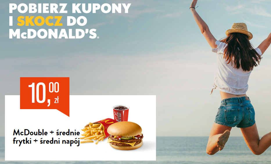 Kupony McDonald 10 lub 12 zł za Zestaw McDouble lub Zestaw McWrap