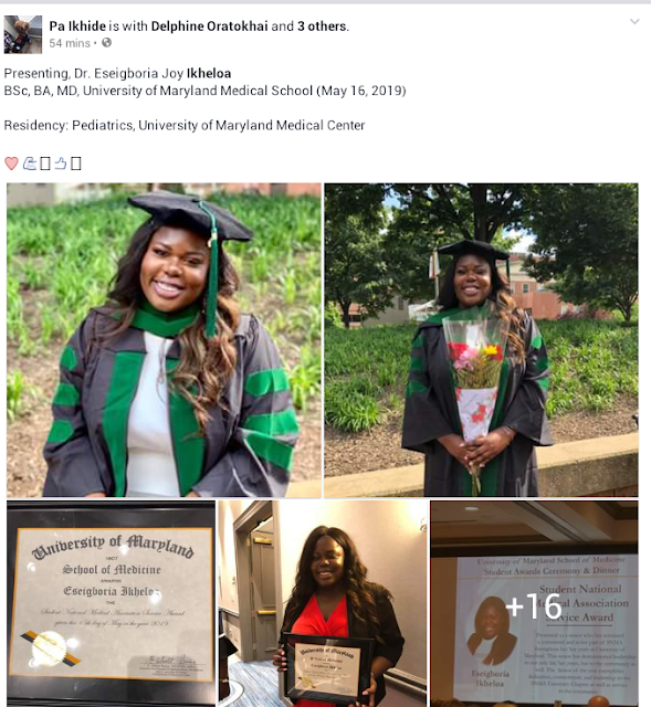 Photos: Daughter of Nigerian Literary Critic, Ikhide Ikheloa becomes the first Medical Doctor in her entire family