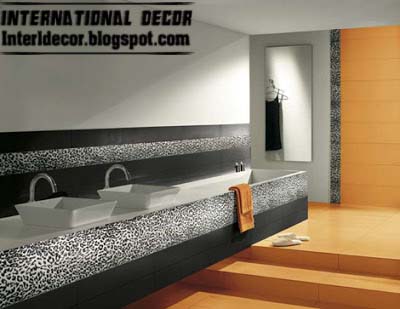 Latest orange wall tile designs ideas for modern bathroom