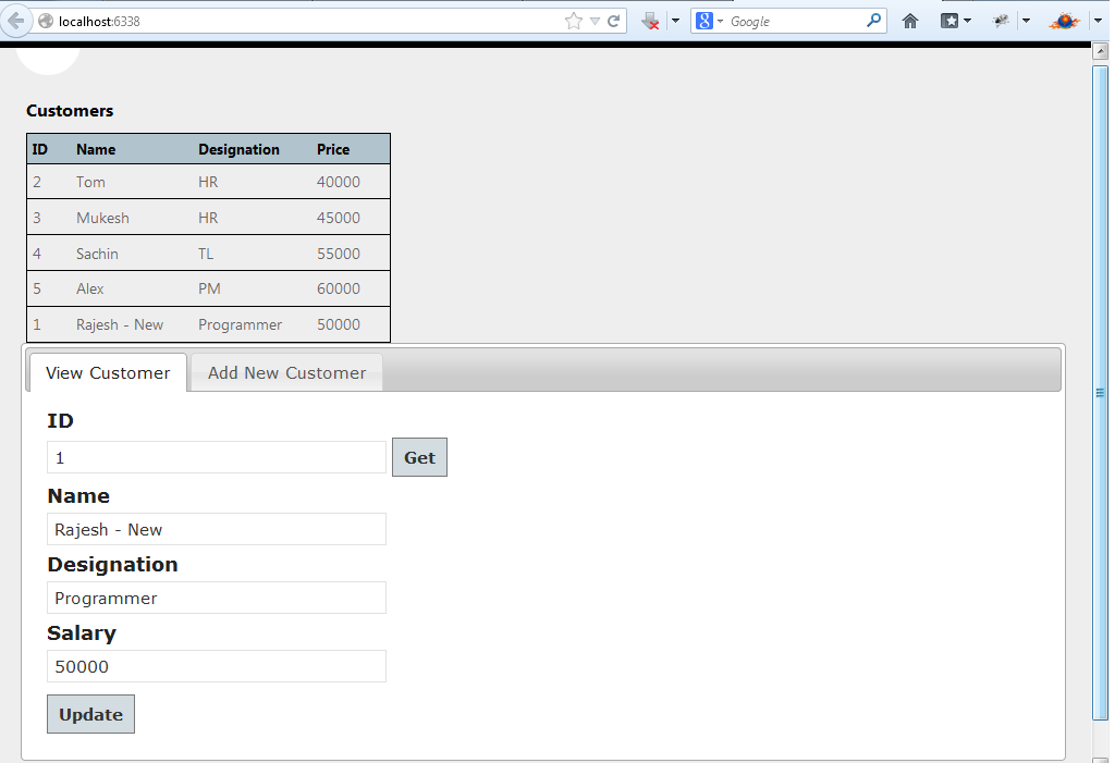 Updating data by using either a form or datasheet