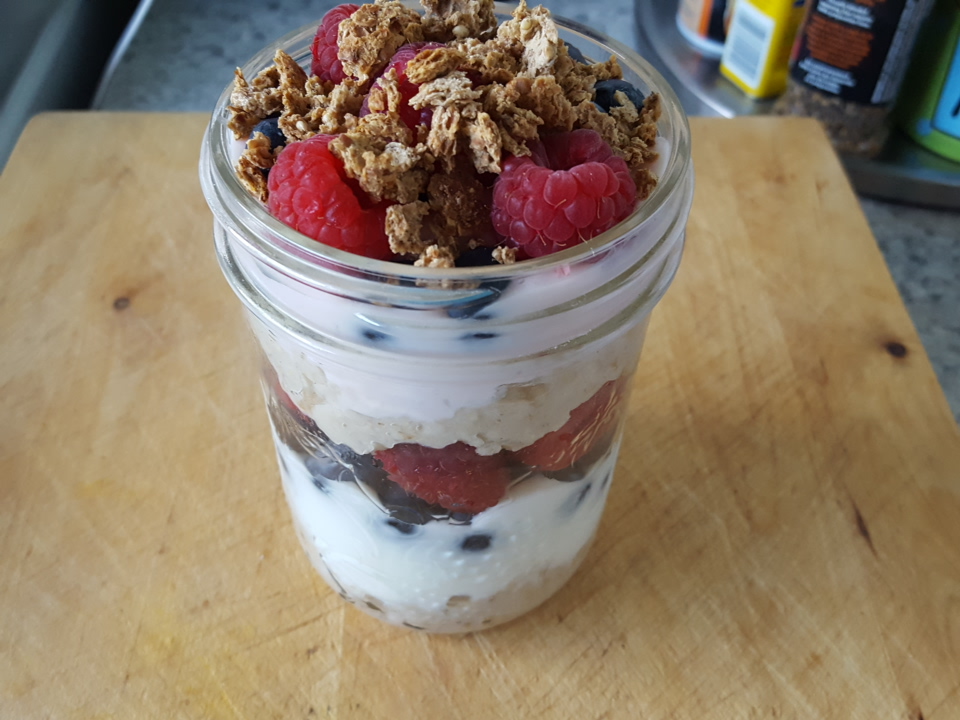 Suzanne's Kitchen Blueberry raspberry oatmeal parfait Simply Filling