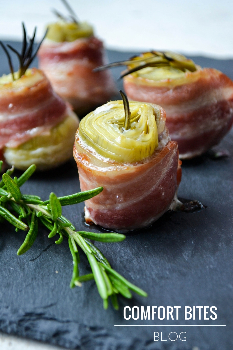 COMFORT BITES BLOG Bacon Wrapped Artichoke Hearts with Rosemary