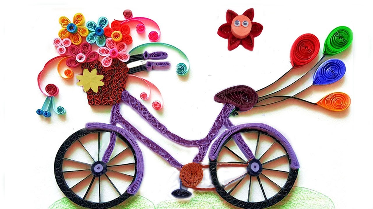 Quilling Bicycle with Flowers Paper Quilling