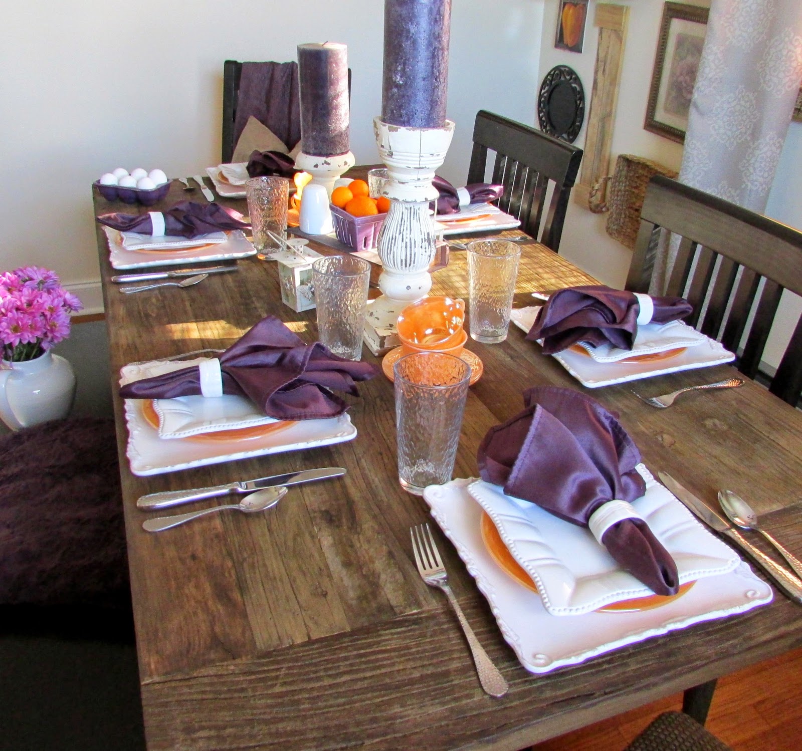 Orange and White Table Setting for Breakfast