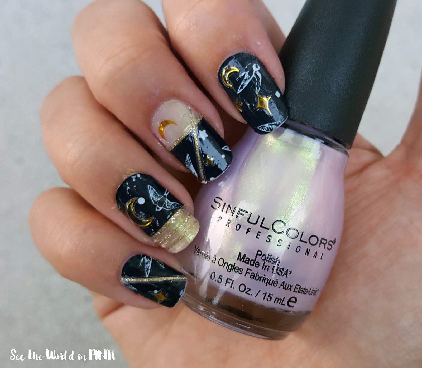 Manicure Monday - Scratch x NinaNailedIt Summer Nights Nail Wraps with Gold Accents! 