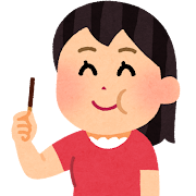 スティックチョコを食べる女性のイラスト