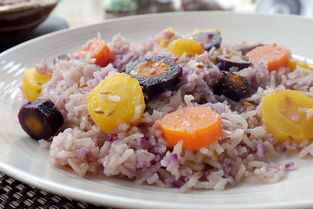 A2k A Seasonal Veg Table Savoury Purple Rainbow Carrot Rice Pilau