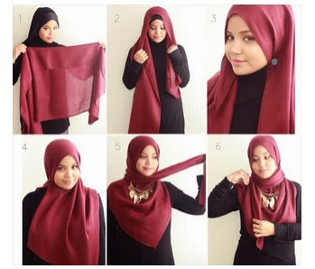 Gambar Cara Mudah Pakai Hijab Paris Modern 