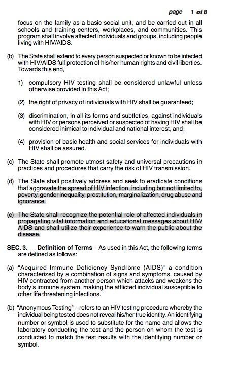 RA 8504: Philippine AIDS Prevention and Control Act of 1998 ~ Living ...