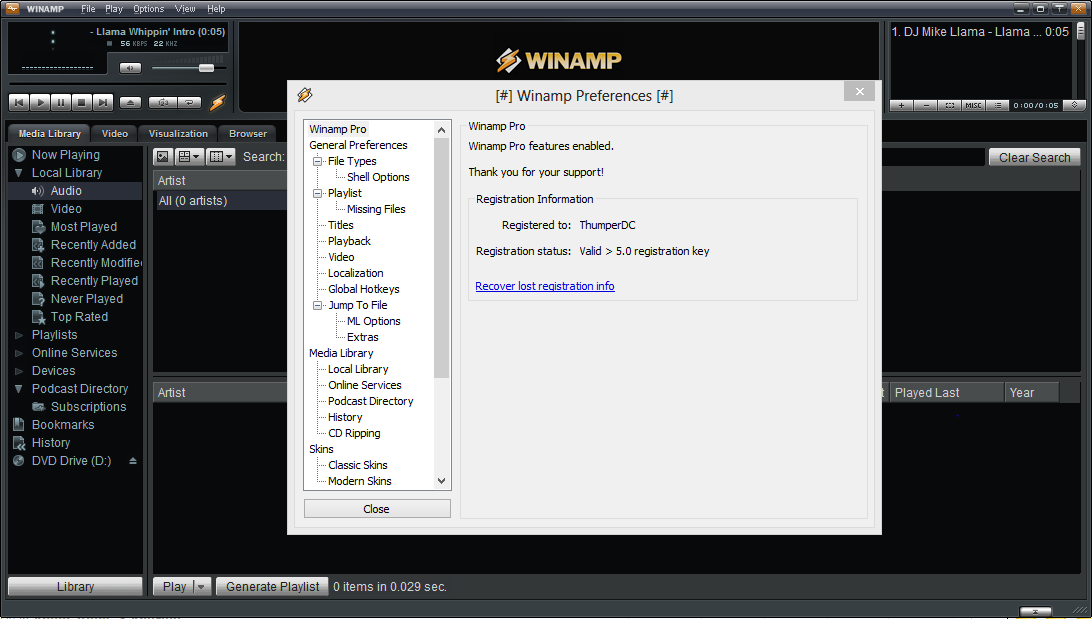 winamp application key