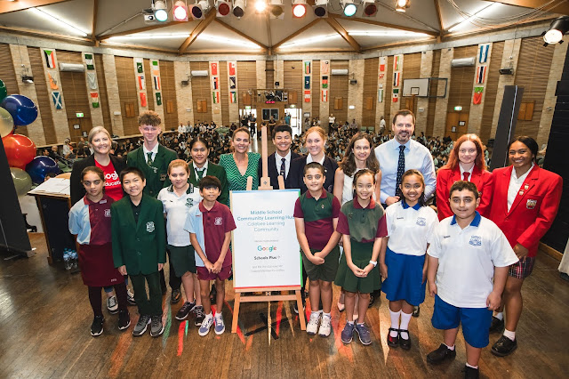 Photo showing happy students and a large crowd attending the event at  Doonside Technology High in Western Sydney