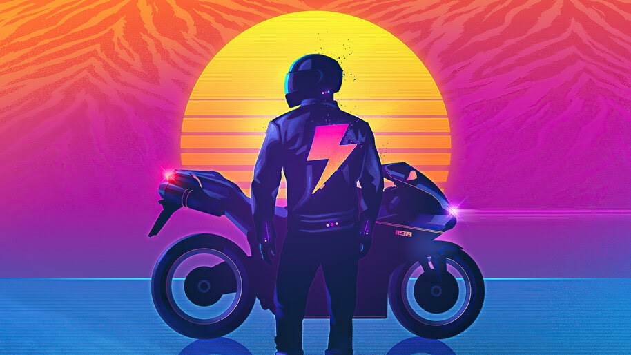 Biker, Motorcycle, Sunset, 4K, #4.3062