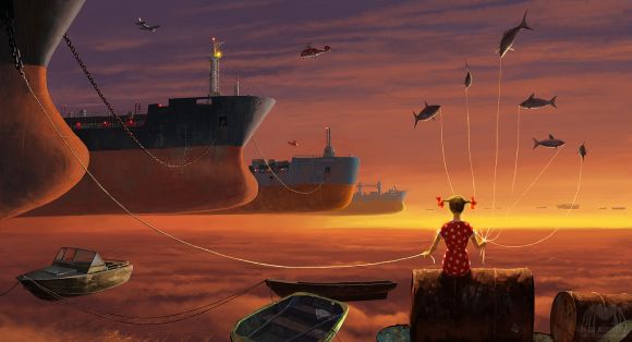 alex andreyev ilustrações surreais mundos distópicos futuro ficção científica