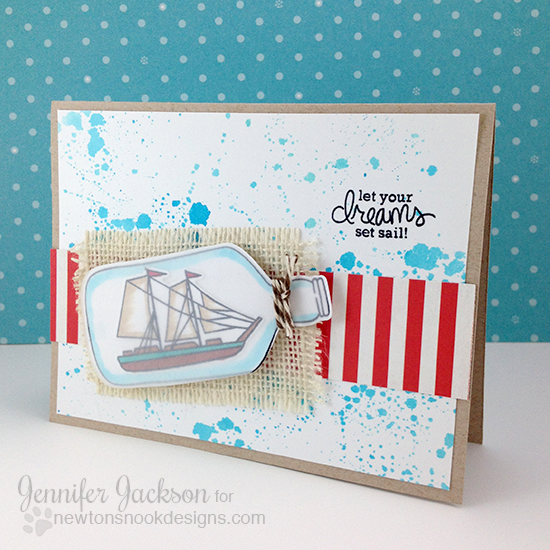 Ship in a Bottle Card by Jennifer Jackson | Message in a Bottle Stamp set by Newton's Nook Designs