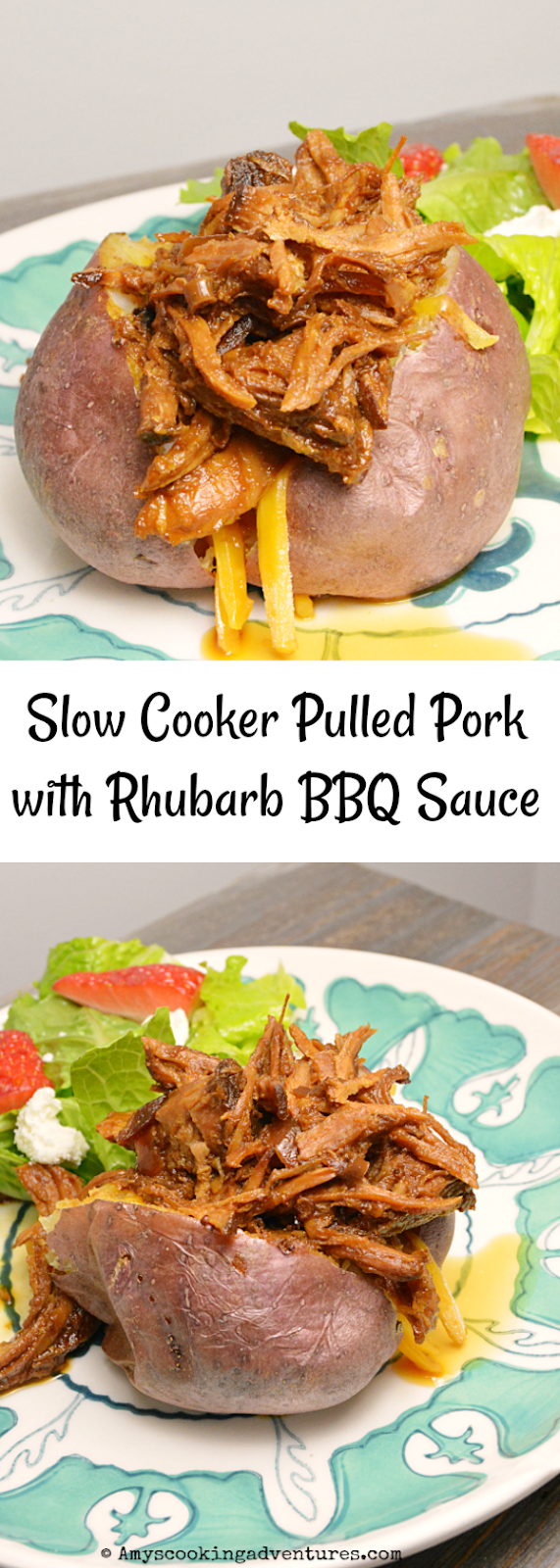 Slow Cooker Pulled Pork with Rhubarb BBQ Sauce fantasticalfoodfight