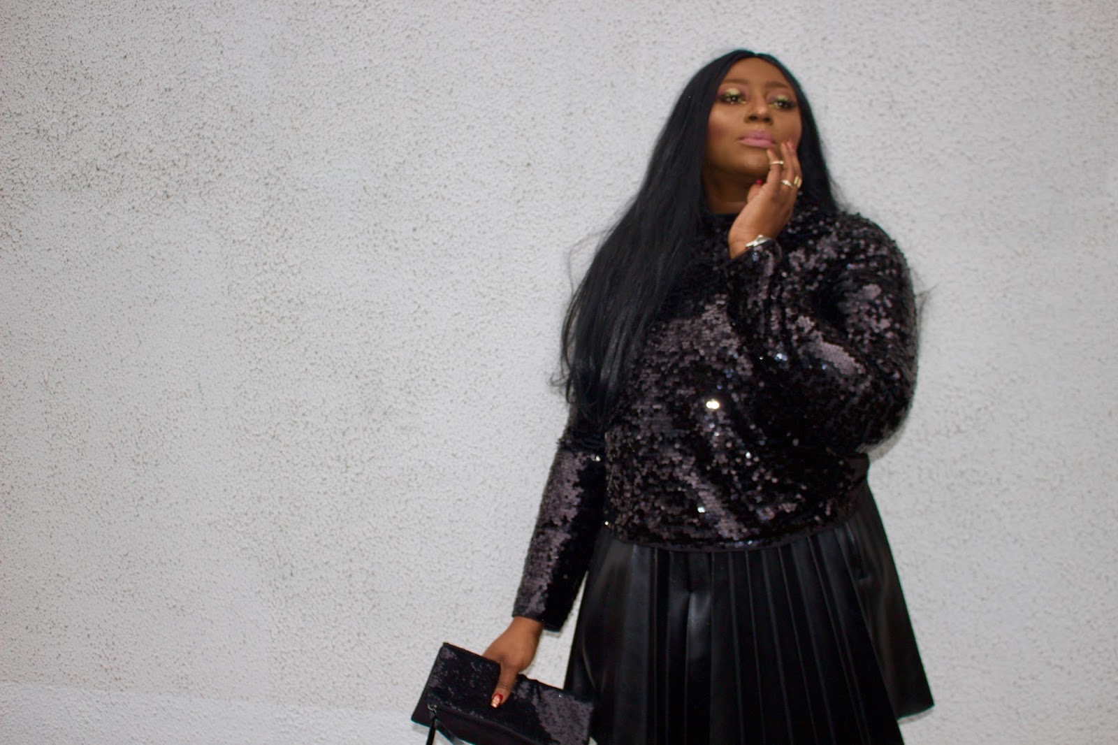 SERVING SEQUINS, PLEATED LEATHER & LACE NYE PARTY SLAY