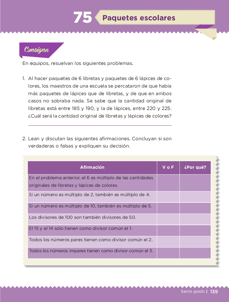 Paquetes escolares - Desafíos matemáticos 6to Bloque 5to 2014-2015 