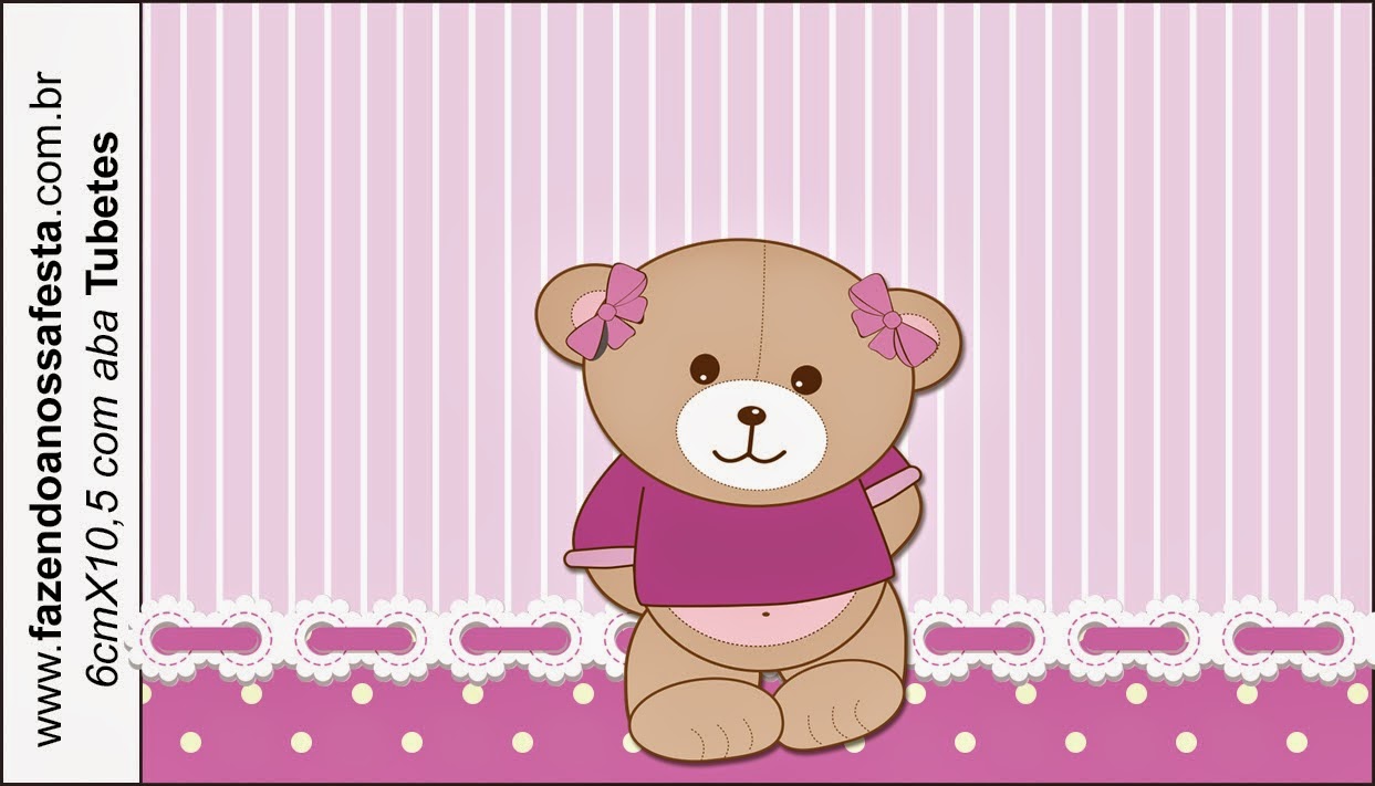 Cute Girl Bear in Lilac: Free Printable Candy Bar Labels. Cute Girl Bear in Lilac Free Printable Candy Bar Labels.
