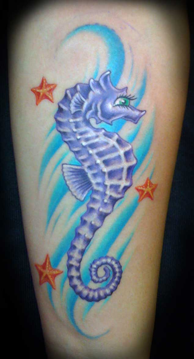 Tatuaje Purple caballito de mar