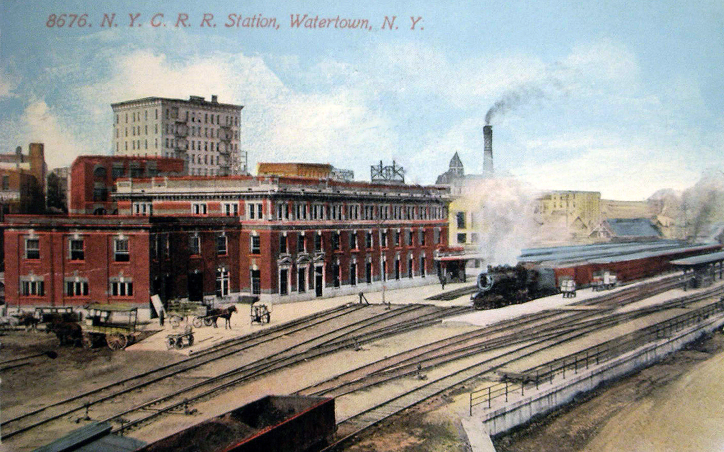 transpress nz New York Central system station at Watertown, NY, circa 1913