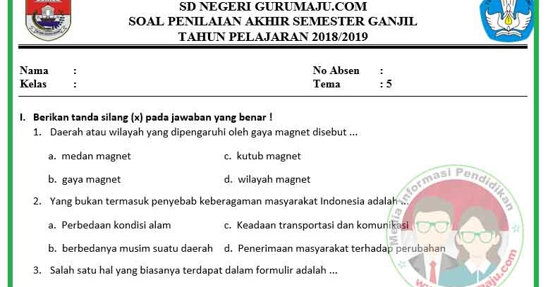Soal Pas Uas Kelas 6 Tema 5 Kurikulum 2013 Revisi 2018 Guru Maju