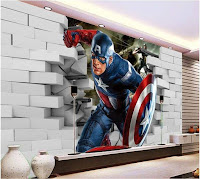Vinilos de Super Héroes para decorar las paredes de la habitación de los niños CAPITAN AMERICA