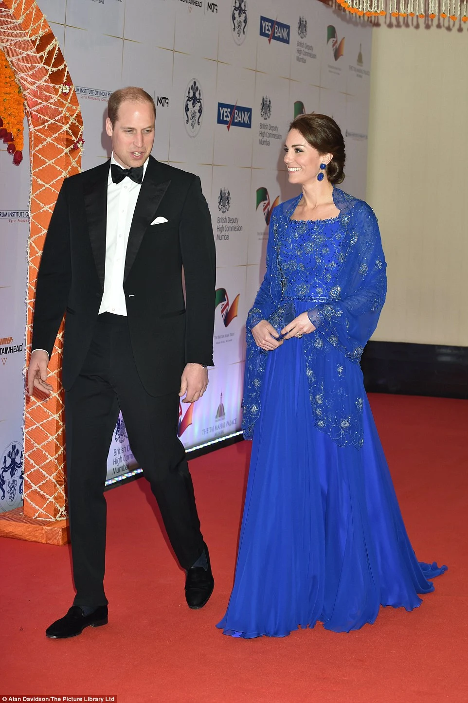 Kate Middleton wore a Jenny Packham gown with silver embellishments and beadings 