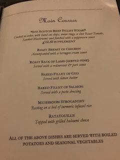 menu from stobo castle hotel and spa