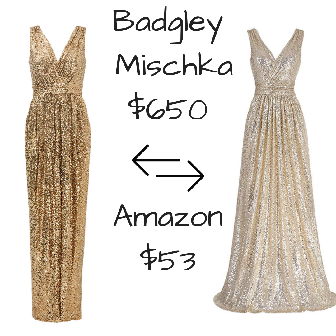 Badgley Mischka Gold Sequin Dress Flash ...