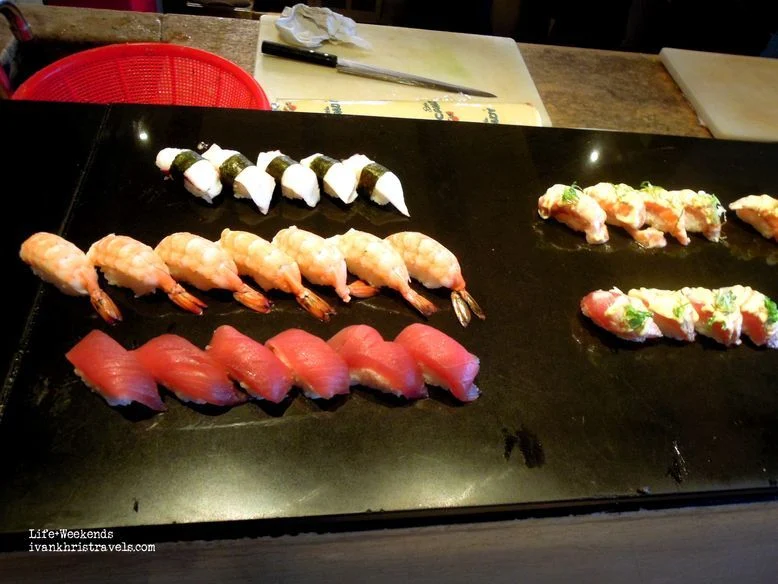 Sushi and sashimi station at New World Hotel's Cafe 1228