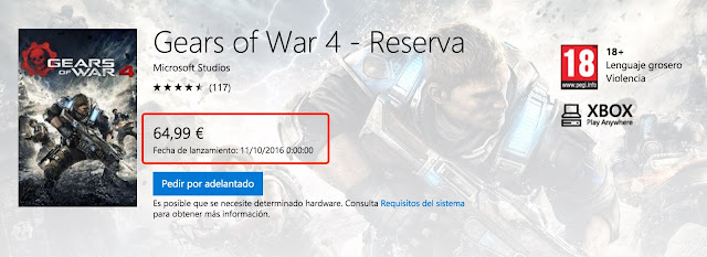 Comprar Gears of War 4 más barato en tienda Estados Unidos