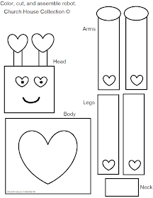 Valentine Robot Craft for Kids Cutout Free Printable Template