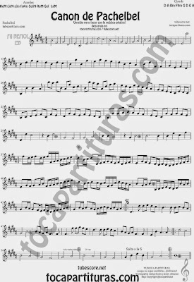  Canon de Pachelbel Partitura en Mi bemol para tocar junto a las otras partituras con saxo alto, corno y barítono sax E flat sheet