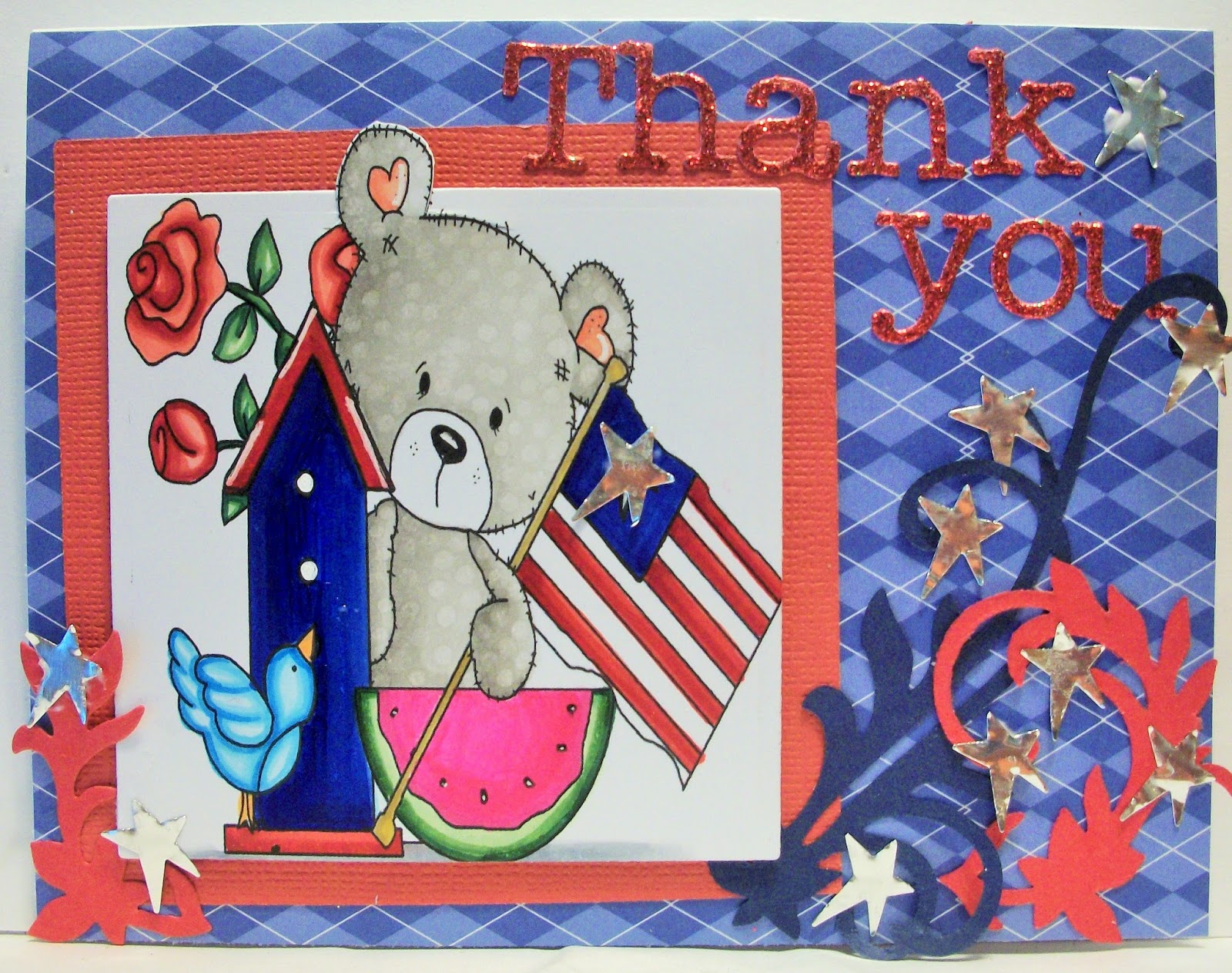 For the Love of Cardmaking: Red, White and Blue Thank you Card