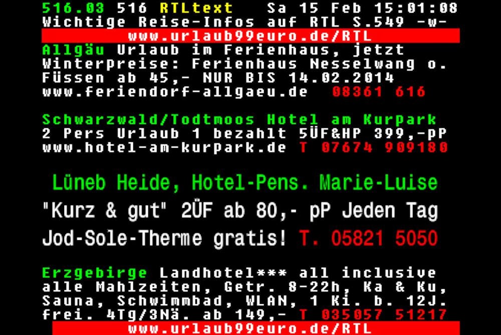 Urlaub in Deutschland: RTL Teletext: neue Angebote Urlaub in ...