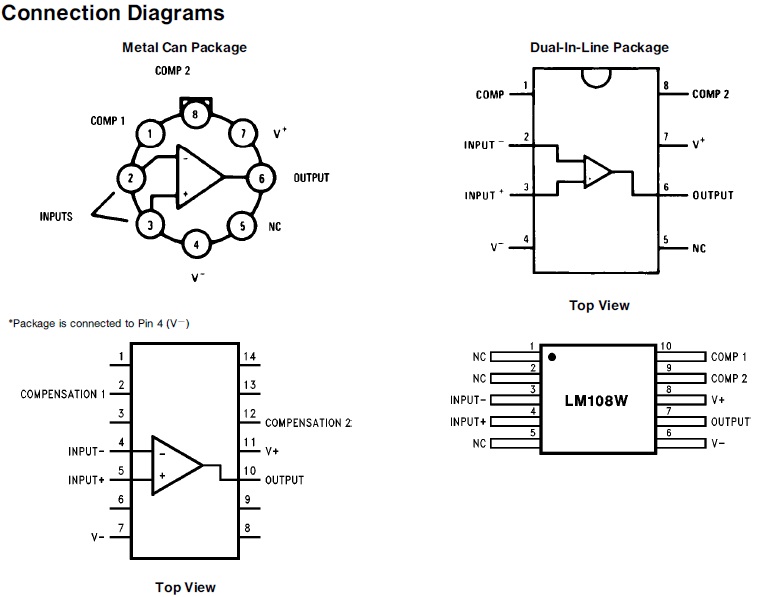 Electronics Technology: LM108, LM208, LM308 Operational Amplifiers