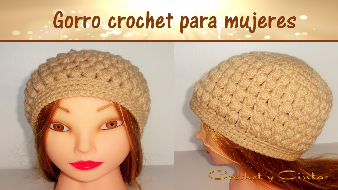 su Enciclopedia Tigre Gorro punto puff para mujeres tejido a crochet ~ Crochet y Cintas