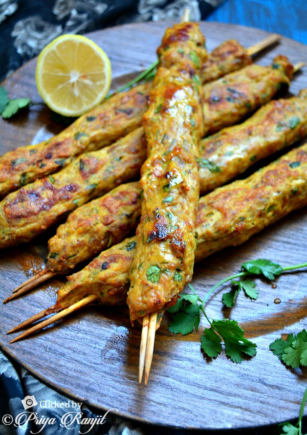 Pakistani Minced Chicken Skewers Seekh Kebab Ground Chicken