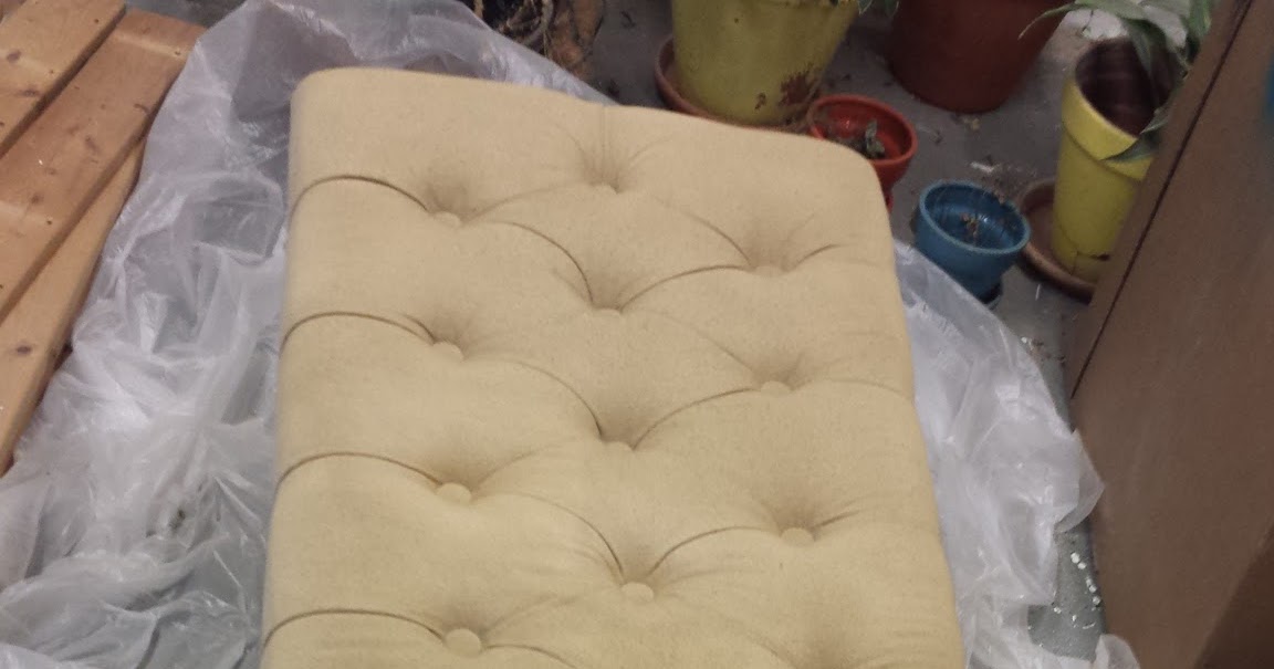 A Girl and Some Paint Fabric Spray Painting an ottoman