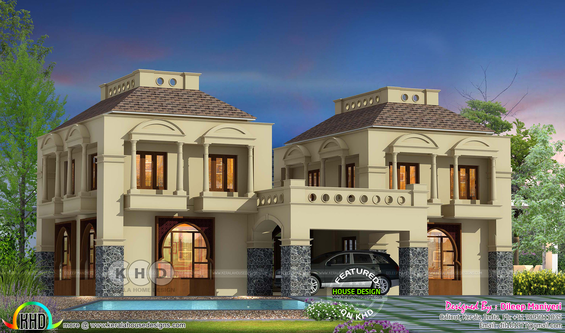 2780 Sq Ft 4 Bedroom Arabian Model House Plan Kerala Home Design