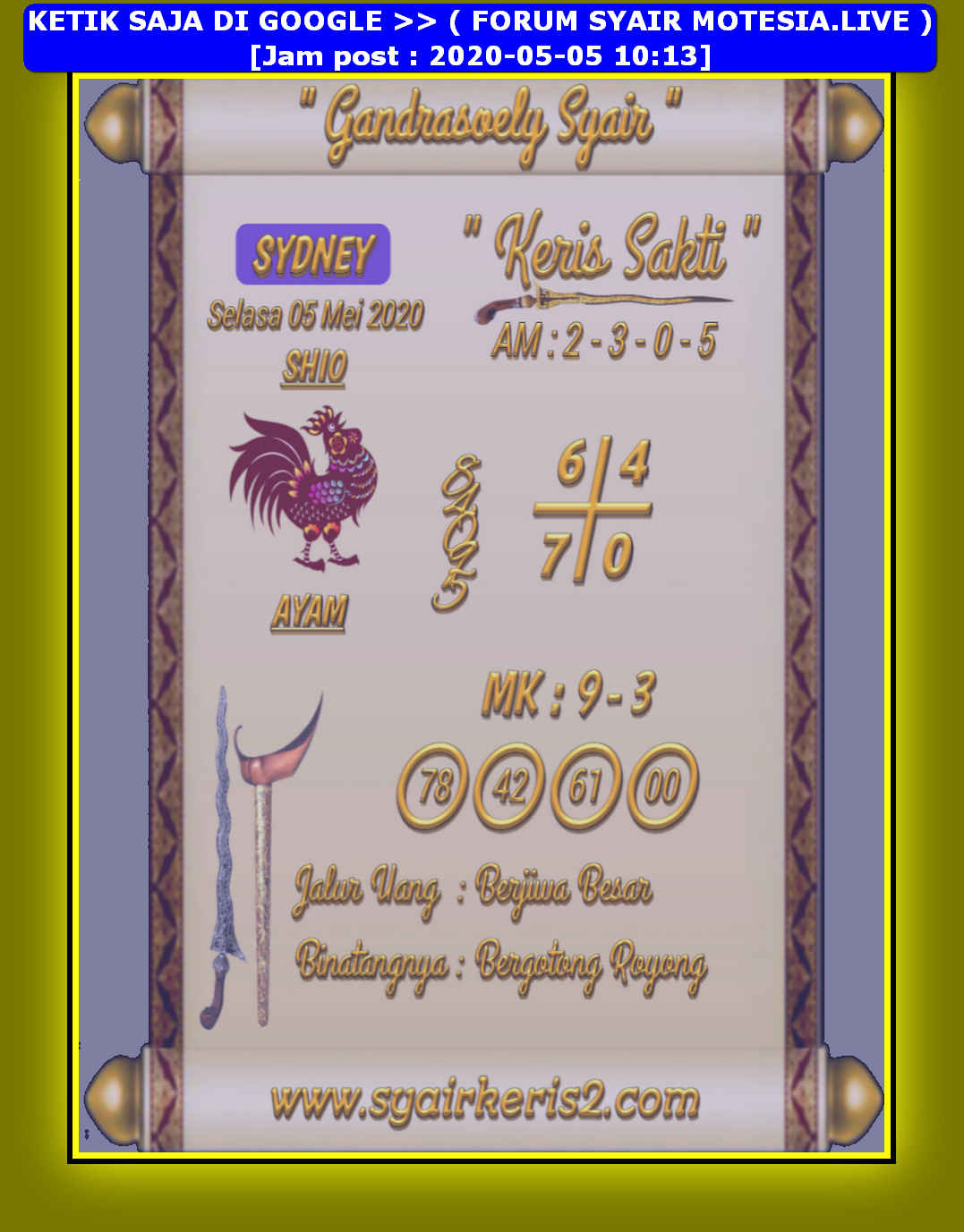 1 New Message Kode Syair Sydney 5 Mei 2020 Forum Syair Togel Hongkong Singapura Sydney